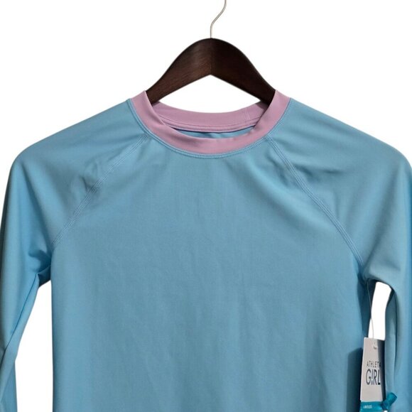 Athleta Girl Long Sleeve Rashguard In Aqua Sz L/12 NWT - Picture 2 of 11